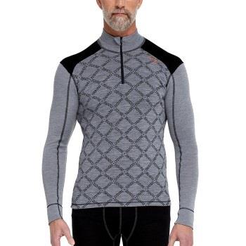 Dovre Half Zip Jacquard Baselayer Grønn Mønster ull Small Herre