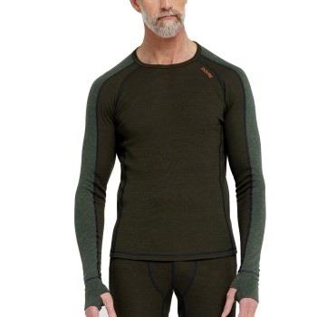 Dovre Jacquard Baselayer Militærgrønn ull Small Herre