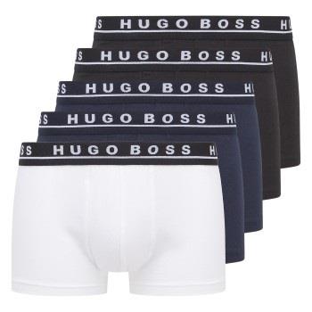 BOSS 5P Cotton Boxer Trunks A Svart/Blå bomull X-Large Herre