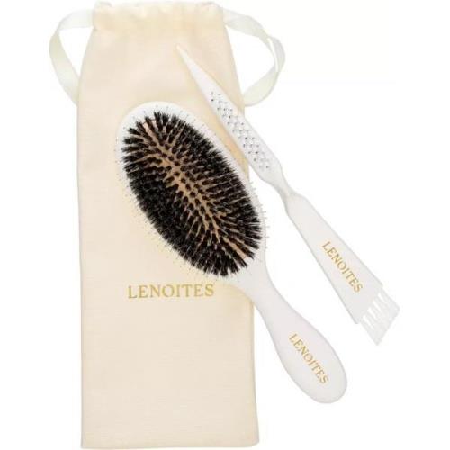 Lenoites Hair Brush Wild Boar + Pouch and cleaner tool White - pcs 1