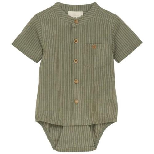 EnFant GOTS Stripete Skjorte-baby Body Sea Spray | Grønn | 68 cm