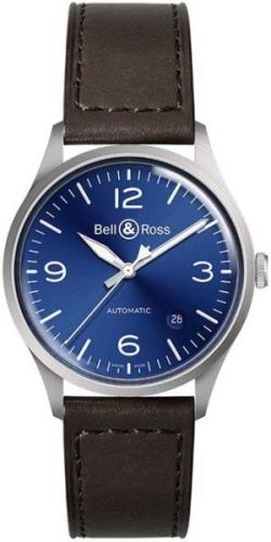 Bell & Ross BR-V1-92-BLUE-STEEL Vintage Blå/Lær Ø38.5 mm