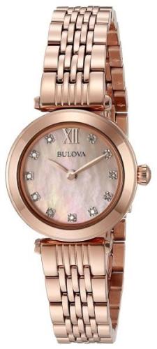 Bulova Dameklokke 97P116 Dress Rosegullfarget/Rose-gulltonet stål