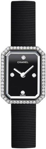 Chanel Dameklokke H2434 Premiere Sort/Gummi 15x19.5 mm