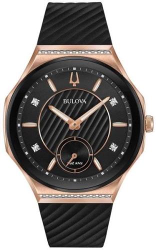 Bulova Dameklokke 98R239 Diamond Sort/Gummi Ø40.5 mm