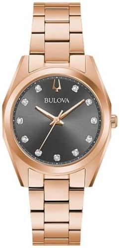 Bulova Dameklokke 97P156 Surveyor Sort/Rose-gulltonet stål Ø31 mm