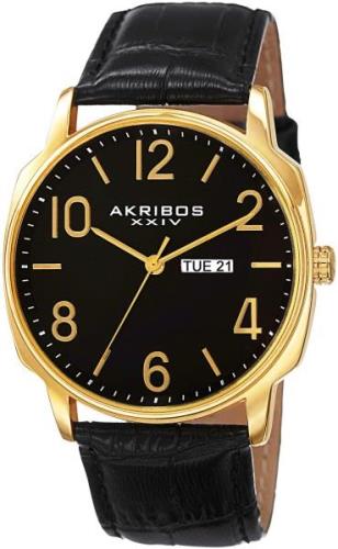 Akribos XXIV Herreklokke AK801YG Classic Sort/Lær Ø42 mm