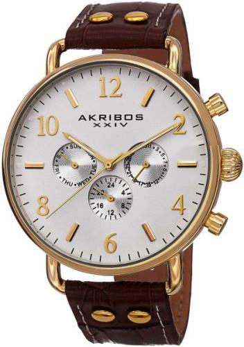 Akribos XXIV Herreklokke AK752BR Multi-Function Hvit/Lær Ø45 mm