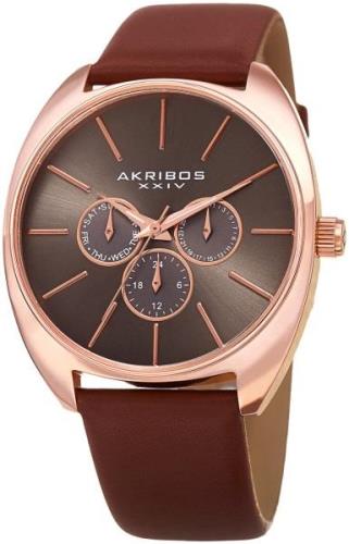 Akribos XXIV Herreklokke AK998RGBR Brun/Lær Ø43 mm