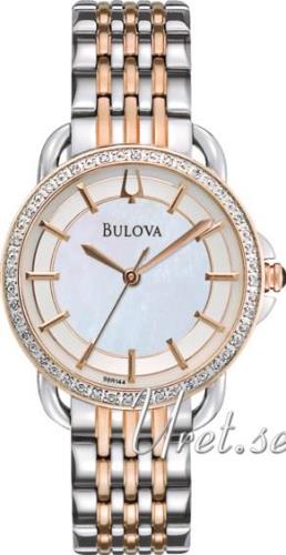 Bulova Dameklokke 98R144 Diamond Hvit/Rose-gulltonet stål Ø30 mm