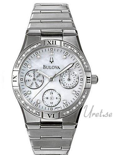 Bulova Dameklokke 96R104 Diamonds Dam Hvit/Stål Ø30 mm