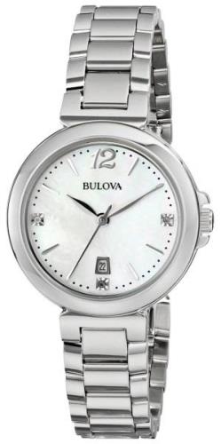 Bulova Dameklokke 96P149 Diamond Hvit/Stål Ø30 mm