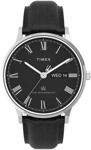 Timex Herreklokke TW2U88600 The Waterbury Sort/Lær Ø40 mm