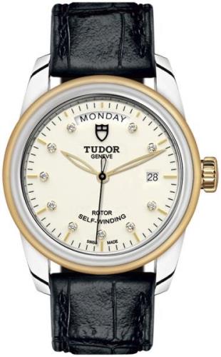 Tudor M56003-0115 Glamour Day-Date Hvit/Lær Ø39 mm