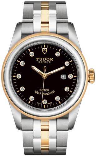 Tudor Dameklokke M53003-0008 Glamour Date Sort/Gulltonet stål Ø31 mm