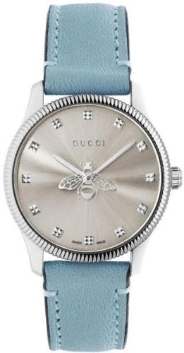 Gucci Dameklokke YA1265039 G-Timeless Sølvfarget/Lær Ø29 mm