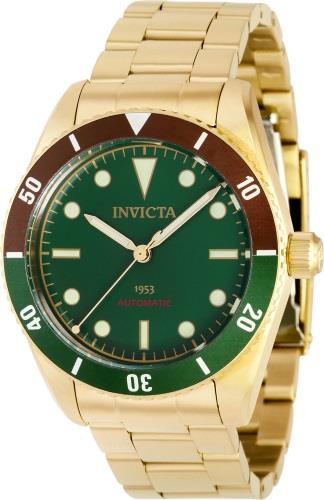 Invicta Herreklokke 40489 Pro Diver Grønn/Gulltonet stål Ø40 mm