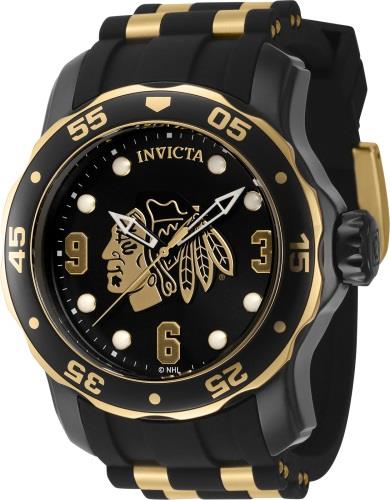 Invicta Herreklokke 42315 NHL Sort/Gulltonet stål Ø48 mm