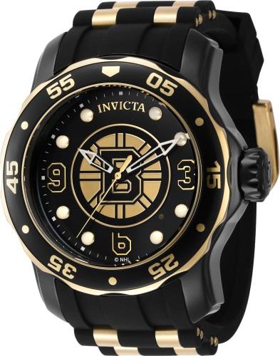 Invicta Herreklokke 42320 NHL Sort/Gulltonet stål Ø48 mm