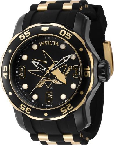 Invicta Herreklokke 42318 NHL Sort/Gulltonet stål Ø48 mm