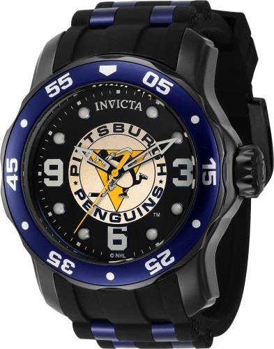 Invicta Herreklokke 42646 NHL Sort/Stål Ø48 mm