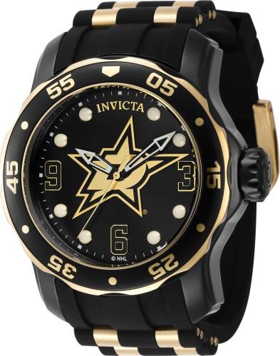 Invicta Herreklokke 42325 NHL Sort/Gulltonet stål Ø48 mm