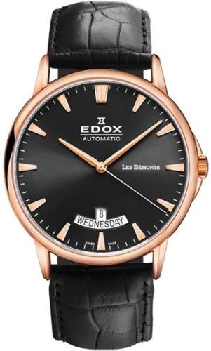 Edox Herreklokke 83015-37R-NIR Les Bemonts Sort/Lær Ø42 mm