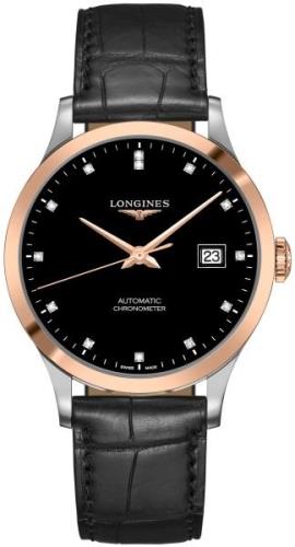 Longines Herreklokke L2.821.5.57.2 Record Sort/Lær Ø40 mm