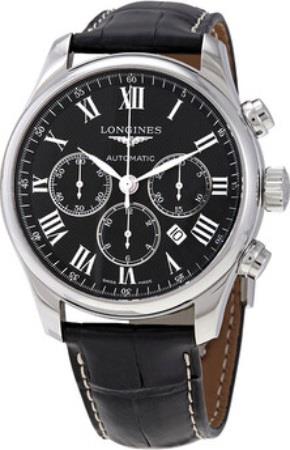 Longines Herreklokke L2.859.4.51.7 Master Sort/Lær Ø44 mm