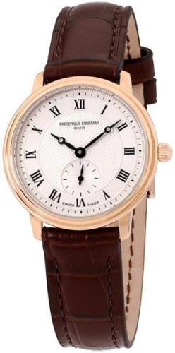 Frederique Constant Dameklokke FC-235M1S4 Slimline Sølvfarget/Lær