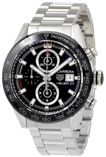 TAG Heuer Herreklokke CAR201Z.BA0714 Carrera Sort/Stål Ø43 mm