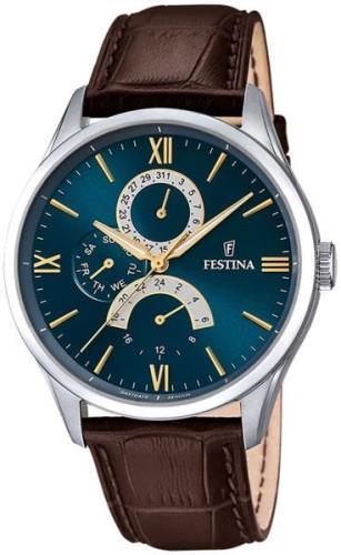 Festina Herreklokke F16823-A Timeless Blå/Lær Ø43.5 mm