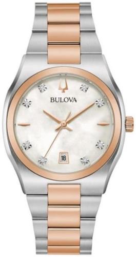 Bulova Dameklokke 98P199 Surveyor Hvit/Rose-gulltonet stål Ø34 mm