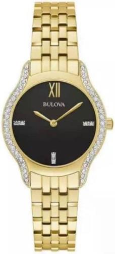 Bulova Dameklokke 98R289 Classic Sort/Gulltonet stål Ø30 mm