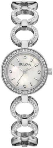 Bulova Dameklokke 96X137 Crystal Hvit/Stål Ø30 mm