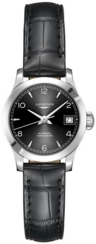 Longines Dameklokke L2.320.4.56.2 Record Sort/Lær Ø26 mm