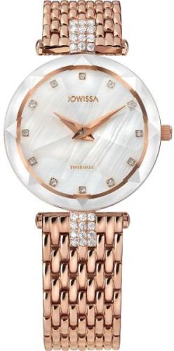 Jowissa Dameklokke J5.635.M Facet Hvit/Rose-gulltonet stål Ø29 mm