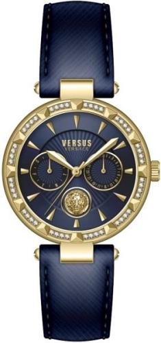 Versus by Versace Dameklokke VSPOS3521 Sertie N Crystal Blå/Lær