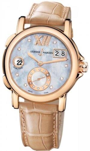 Ulysse Nardin Dameklokke 246-22-392 Dual Time Lady Hvit/Lær Ø37 mm