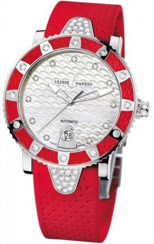 Ulysse Nardin Dameklokke 8103-101E-3C-10.16 Ladies Diver Hvit/Gummi