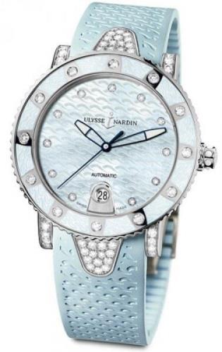 Ulysse Nardin Dameklokke 8103-101EC-3C-13 Ladies Diver Hvit/Gummi