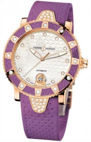 Ulysse Nardin Dameklokke 8106-101E-3C-10.17 Ladies Diver Hvit/Gummi