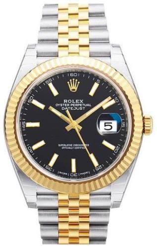 Rolex Herreklokke 126333-0014 Datejust 41 Sort/18 karat gult gull