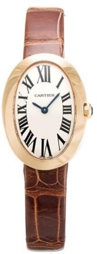 Cartier Dameklokke W8000007 Baignoire Sølvfarget/Lær 31.6x24.5 mm