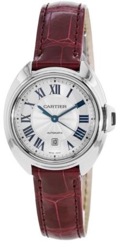 Cartier Dameklokke WSCL0016 Cle de Sølvfarget/Lær Ø31 mm