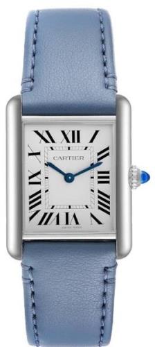 Cartier Dameklokke WSTA0062 Tank Must Sølvfarget/Lær 33.7x25.5 mm