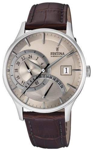 Festina Herreklokke F16983-2 Sølvfarget/Lær Ø42 mm