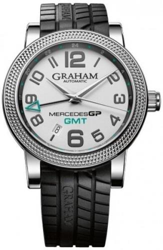 Graham Mercedes GP Time Zone Herreklokke 2MECS.S03A Sølvfarget/Gummi