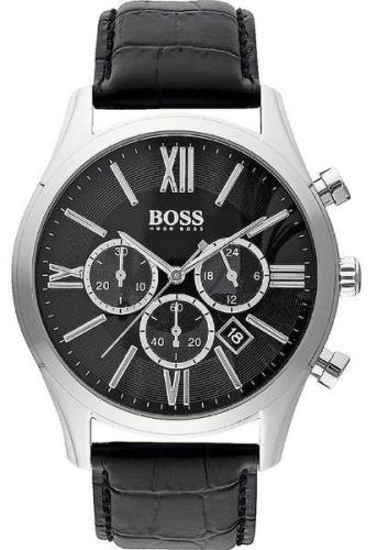 Hugo Boss Ambassador Herreklokke 1513194 Sort/Lær Ø43.5 mm