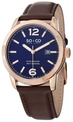 So & Co New York Madison Herreklokke 5011L.2 Blå/Lær Ø42 mm